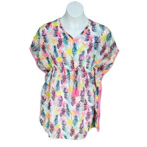 Japna Girls Neon Multicolor Pineapple Graphic Ruffle Swim Coverup Girls 10